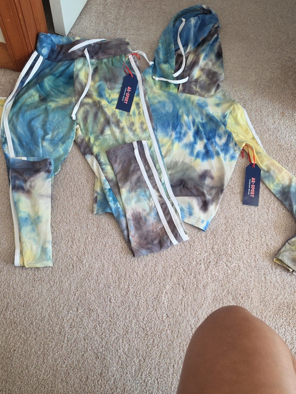 Tie-Dye Hoodie & Jogger Set - Multicolor Blues, Greens & Browns